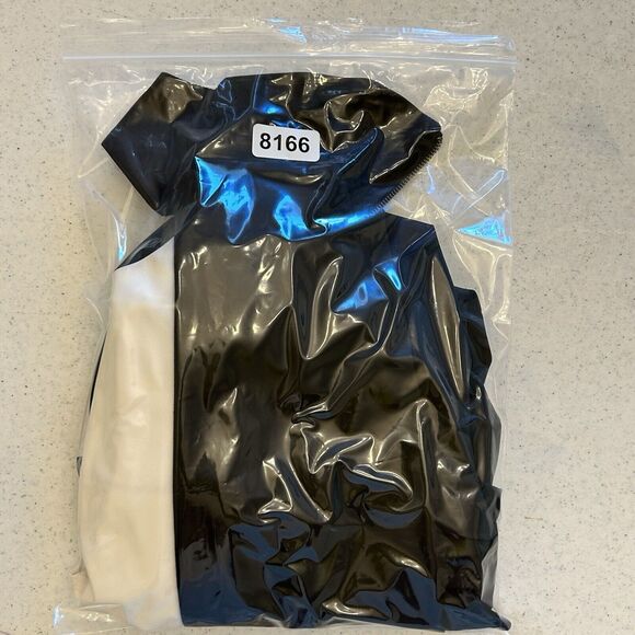 Poof Couture skater dress Womens medium black white Color Block Exposed Zipper - Picture 10 of 10